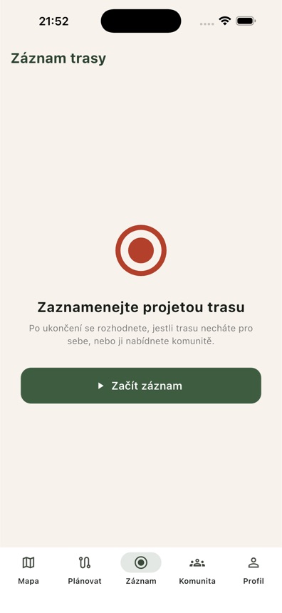 Záznam projeté trasy v aplikaci HorseTrail